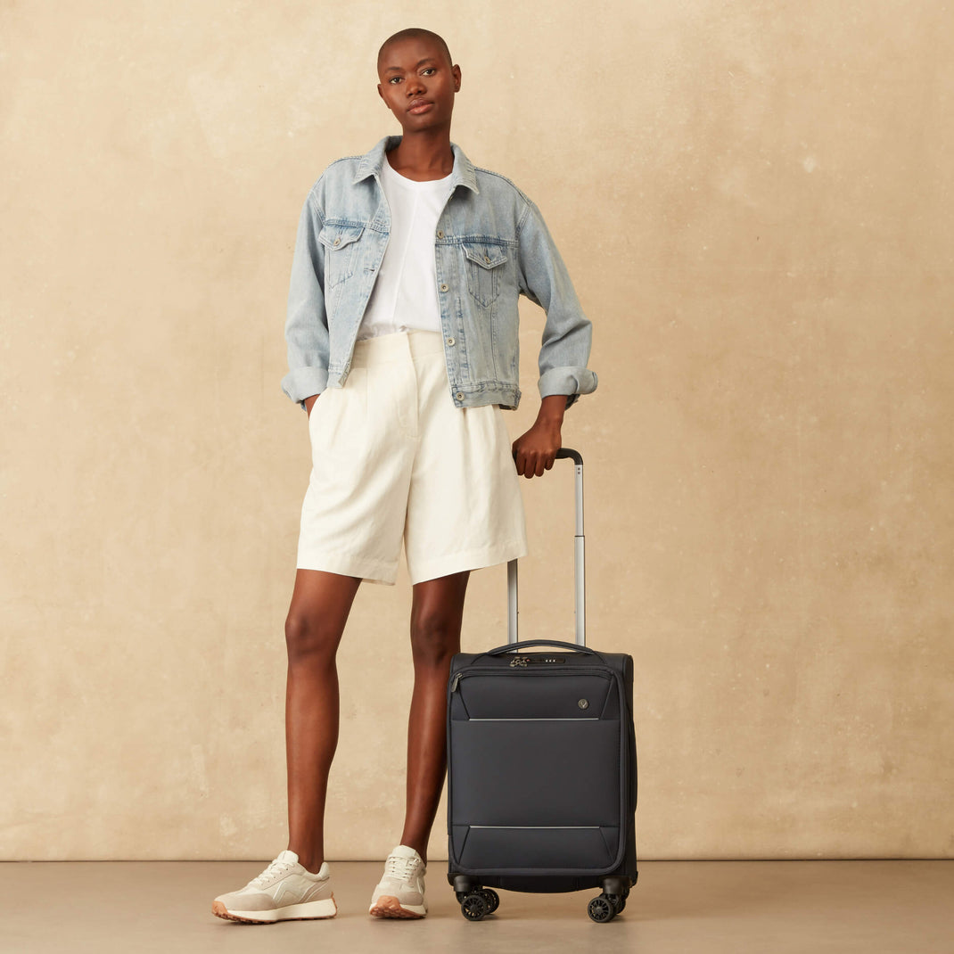 Brixham Cabin Suitcase Black Soft Shell Suitcase Antler AU Antler