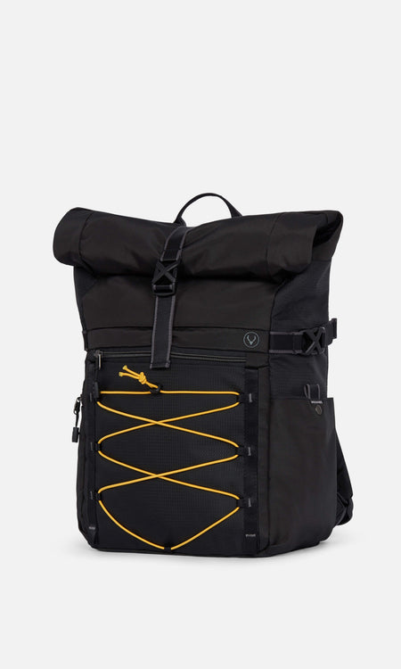 Bamburgh roll top backpack in black