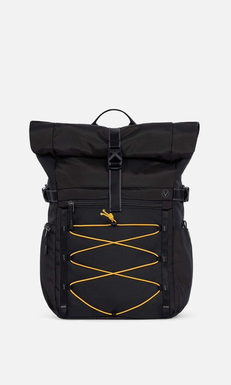 Bamburgh roll top backpack in black