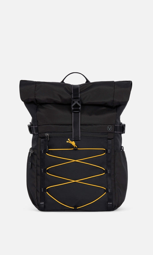 Bamburgh roll top backpack in black